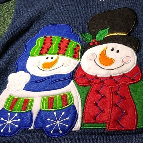 Tiara International Christmas Collection Women's Lg Beaded Snowmen Sweater - Picture 8 of 10